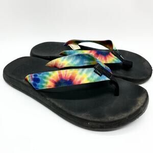 Chaco Chillos Dark Rainbow Tie Dye Flip Flop Outdoor Gorpcore River Comfort - 12
